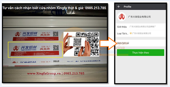 Phần mềm Wechat quét mã Code QR nhôm Xingfa nhập khẩu chính hãng 100%